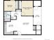 Floor plan showing a spacious living room and two bedrooms at 2575 S Syracuse Way # 108, Denver, CO 80231