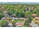 A neighborhood is visible from above, surrounded by many lush green trees at 2230 Niagara St, Denver, CO 80207