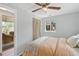 Comfortable bedroom with ceiling fan and hardwood floors at 2170 W Warren Ave, Englewood, CO 80110