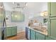 Cozy kitchen with stainless steel appliances and green cabinets at 2170 W Warren Ave, Englewood, CO 80110