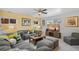 Cozy living room with comfortable seating, a yellow accent wall, and natural light at 2170 W Warren Ave, Englewood, CO 80110