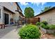 Backyard featuring an enclosed patio with planters and garden at 3571 S Kittredge St # C, Aurora, CO 80013