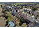 Expansive aerial view of a suburban neighborhood showcasing well-maintained homes and green spaces near a golf course at 22261 Pebble Brook Ln, Parker, CO 80138
