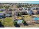 Aerial view showcasing a home with a sports court in a residential neighborhood at 22261 Pebble Brook Ln, Parker, CO 80138