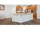 Kitchen island has seating and sink, complemented by stainless steel appliances and wooden cabinets at 1488 Baguette Dr, Castle Rock, CO 80108