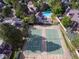 An aerial view showcasing tennis courts and a community pool in a lush neighborhood at 2770 S Elmira St # 42, Denver, CO 80231