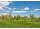 A view of a well-manicured golf course with golf carts and players under a cloudy sky at 2770 S Elmira St # 42, Denver, CO 80231