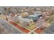 An aerial view of the house highlighting its location with a cityscape in the background at 2301 Vine St, Denver, CO 80205