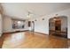 Spacious living room featuring hardwood floors and an open archway at 2301 Vine St, Denver, CO 80205