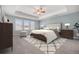 Serene main bedroom with a tray ceiling, plush carpet and natural light at 8259 Arapahoe Peak St, Littleton, CO 80125