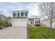 Charming two-story home with a well-manicured lawn, two car garage, and inviting curb appeal at 11825 Meadowood Ln, Parker, CO 80138