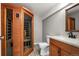 Bathroom featuring a sauna, vanity, and toilet at 4505 S Yosemite St # 125, Denver, CO 80237