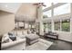 Bright living room with large windows, high ceilings, and comfortable sectional sofa open to the kitchen at 8410 S Oak St, Littleton, CO 80127