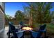 Inviting backyard fire pit surrounded by Adirondack chairs, perfect for enjoying evenings outdoors at 2187 Wynterbrook Dr, Highlands Ranch, CO 80126