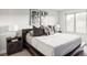 Bedroom features a well-lit space with modern decor, comfortable bed, and stylish side tables with lamps at 2435 S High St, Denver, CO 80210