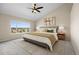 Spacious main bedroom with large windows, vaulted ceiling, and decorative accents at 20670 Bridlewood Ln, Parker, CO 80138