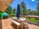 Inviting back deck with a dining table set, grill and bench seating, perfect for outdoor enjoyment at 5254 W Oberlin Dr, Denver, CO 80235