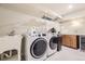 Modern laundry room with a large washer and dryer, utility sink, and a countertop at 5254 W Oberlin Dr, Denver, CO 80235