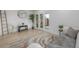 Bright living room with wood floors, white sofa, and glass doors leading to the patio at 2232 Coronado Pkwy # B, Denver, CO 80229