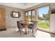 Dining room showcasing a round wooden table and chairs, complemented by natural light from the windows at 713 Aspen Rd, Golden, CO 80401