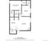 Detailed floor plan featuring two bedrooms, living area, dining space, and kitchen at 10150 E Virginia Ave # 4-104, Denver, CO 80247