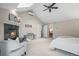 Main bedroom features vaulted ceiling, fireplace, and access to the bathroom at 7126 Cedarwood Cir, Boulder, CO 80301