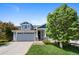 Charming two-story home featuring a well-manicured lawn and a two-car garage at 4821 Bluegate Dr, Highlands Ranch, CO 80130