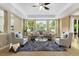 Bright living room with a tray ceiling, large windows, and comfortable seating at 4821 Bluegate Dr, Highlands Ranch, CO 80130