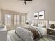 Serene main bedroom with neutral tones, plantation shutters, and carpeted floors at 6924 W Euclid Pl # A, Littleton, CO 80123
