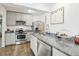 Well-lit kitchen with stainless steel appliances, light gray cabinets, and granite countertops at 1038 9Th Ave, Longmont, CO 80501