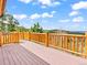 Outdoor deck featuring wood railing and a scenic mountain view at 11766 Coal Creek Heights Dr, Golden, CO 80403