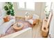A top-down view highlights the open layout and stylish design of the living room at 2105 S Galapago St # 4, Denver, CO 80223