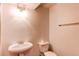 Bathroom showcasing a pedestal sink, elongated toilet, and simple wall decor at 10486 Cheetah Winds, Lone Tree, CO 80124