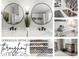 Stylish bathroom featuring double sinks with a granite countertop, black faucets, and a round mirrors at 345 Fillmore # 407, Denver, CO 80206