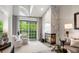Bright living room featuring a tile fireplace, large windows, and comfortable seating at 345 Fillmore # 407, Denver, CO 80206