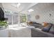 Sunroom with grey sectional sofa and skylights at 1398 S Fairfax St, Denver, CO 80222