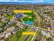 Aerial view of Walnut Hills Elementary and Park, highlighting Little Dry Creek Trail, showcasing nearby schools and recreational areas at 8276 E Easter Pl, Centennial, CO 80112