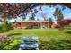 Spacious backyard featuring lush green grass, a colorful picnic table, perfect for outdoor gatherings and Gathering activities at 8276 E Easter Pl, Centennial, CO 80112