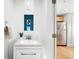 Modern bathroom with a white vanity and marble countertop at 2837 Vallejo St # 108, Denver, CO 80211