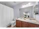 Bathroom with double vanity and a shower/tub combo at 1143 Autumn Star Pt, Monument, CO 80132