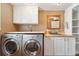 Laundry room with washer, dryer, cabinets, and sink at 15895 E 17Th Pl, Aurora, CO 80011