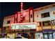 The Oriental movie theatre at night with new light board at 4571 Stuart St, Denver, CO 80212