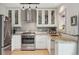 Modern kitchen features stainless appliances, granite countertops, and glass front cabinets at 1927 Pine St # B, Boulder, CO 80302