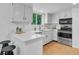 Bright kitchen features white cabinetry, stainless steel appliances, quartz countertops, and a breakfast bar at 4248 Corriente Pl, Boulder, CO 80301