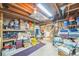 Unfinished basement with exposed ceiling and plenty of room for storage at 11321 N Brownstone Dr, Parker, CO 80138