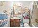 Bathroom with wooden vanity, shower, and toilet at 11321 N Brownstone Dr, Parker, CO 80138