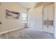 Versatile room featuring a Murphy bed, built-in cabinets, neutral tones, and plush carpeting at 3344 Carabiner St, Castle Rock, CO 80108
