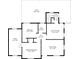 Layout of the home shows the locations and sizes of bedrooms, kitchen, bath, and patio at 1610 Trenton St, Denver, CO 80220
