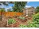 Backyard garden with raised vegetable beds and a greenhouse for year-round gardening at 14887 W 49Th Pl, Golden, CO 80403
