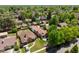 Aerial view of a neighborhood showcasing lush green trees, well-maintained homes, and spacious yards at 3036 Birch St, Denver, CO 80207